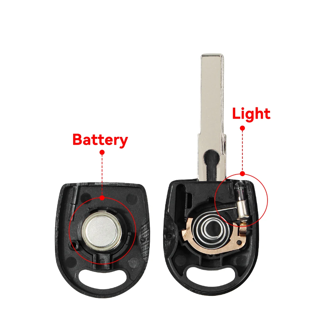 KEYYOU With Light & Battery For VW 폭스 바겐 B5 파사트 골프 티구안 옥타비아 보라 폴로 사지타르, 원격 자동차 키 알람