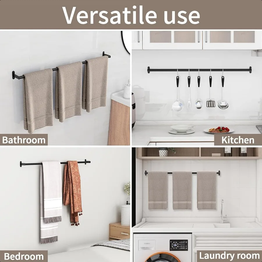 منشفة بار للحمام 30 بوصة ماتي الأسود منشفة رفوف للحمام الحائط اكسسوارات الحمام منشفة فولاذية قضيب واحد