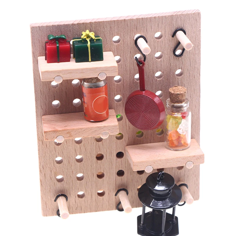 1:12 casa de bonecas em miniatura rack armazenamento parede placa perfurada móveis casa modelo decoração brinquedo casa boneca acessórios