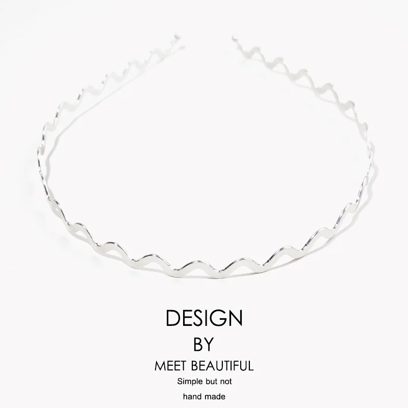 Einfache Gold Welligkeit Metall Haarbänder Elegante Welle Stirnbänder Mode Frauen Krone Kopf Hoop Haar Styling Kopfbedeckungen Zubehör Geschenke – Detail 10