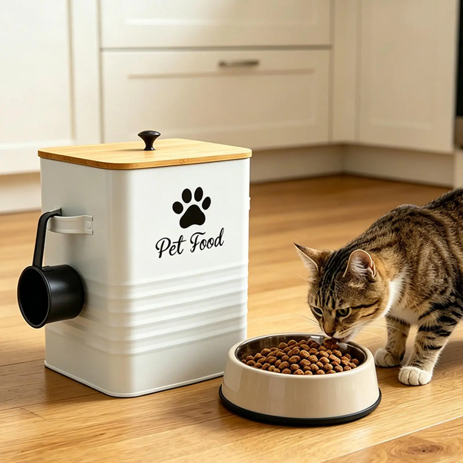 Airtight Pet Food Storage Container Moistureproof Dog Treat Jar Large Capacity Organizer for Dog and Cat Food Feeding Area