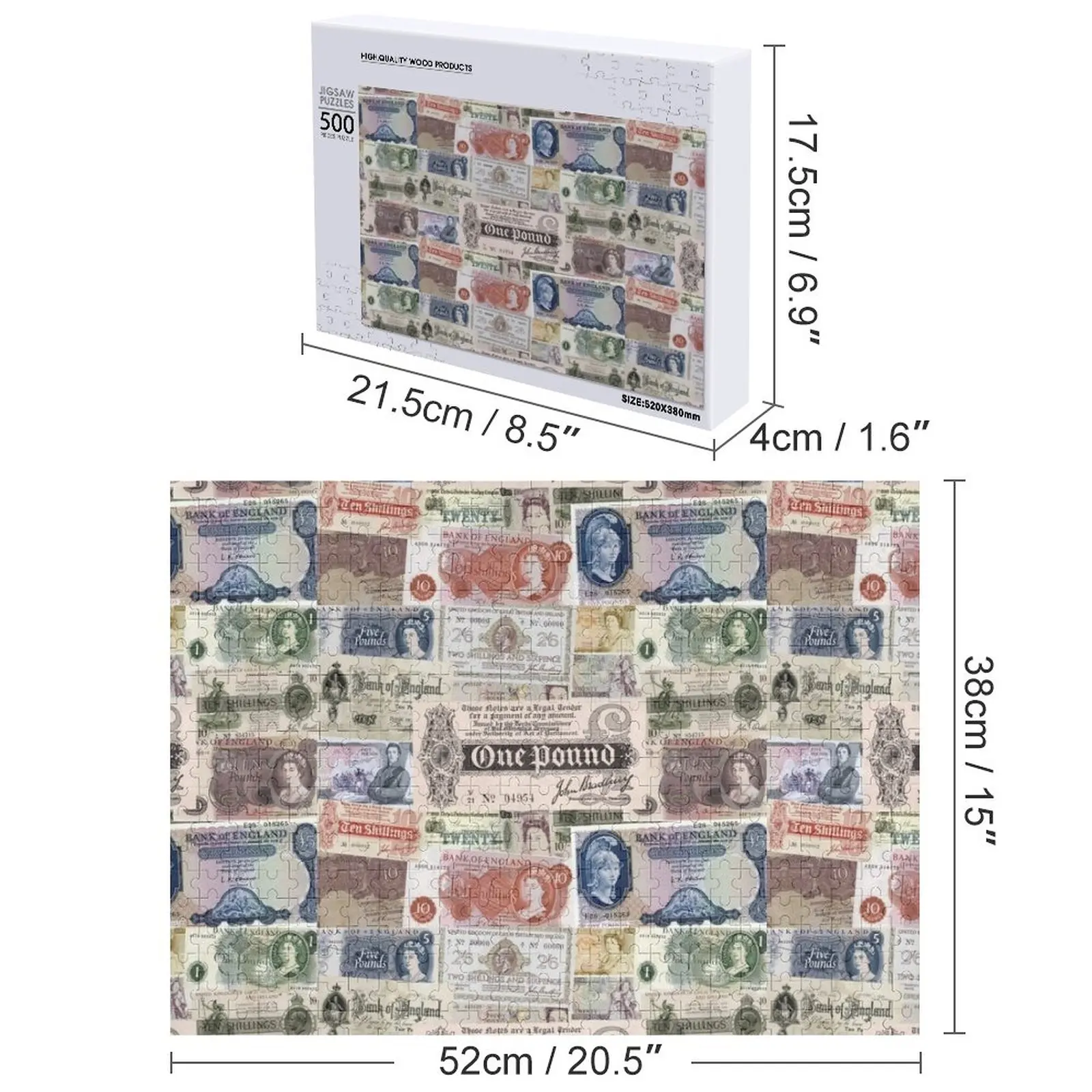 영국 지폐 직소 퍼즐 나무 이름 사진 맞춤형 퍼즐