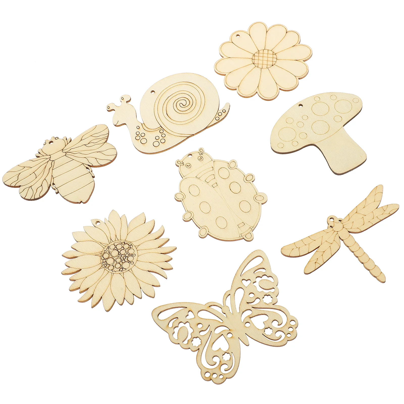 

80pcs Unfinished Wooden Cutouts Blank Crafts Spring Wood Chips For Diy Painting Graffiti Cutout Ornaments Decorative Wood Discs