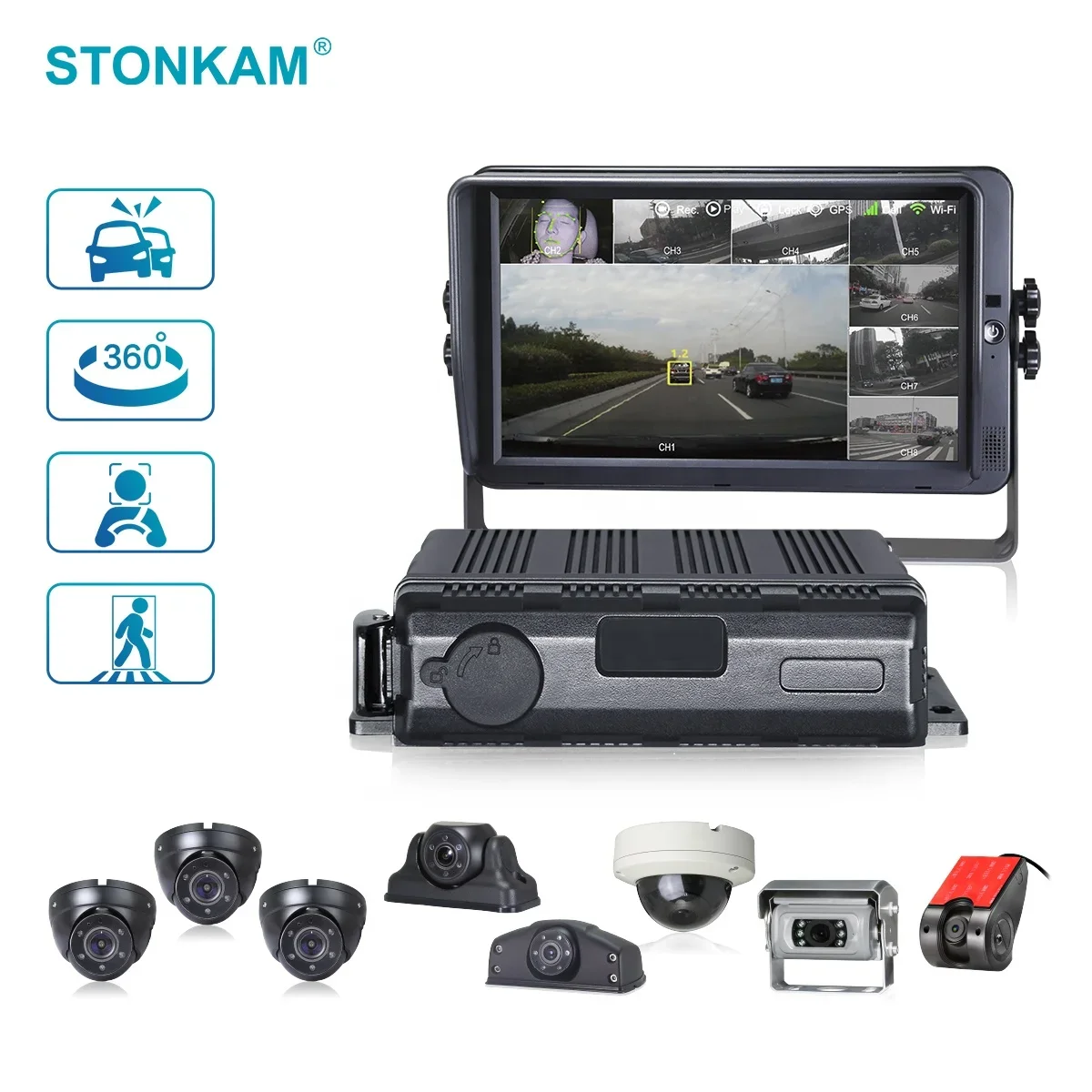 

STONKAM Factory Wholesale 8 Channel Mdvr Dvr Mobile Kit Truck Camera System For Truck Bus School Bus