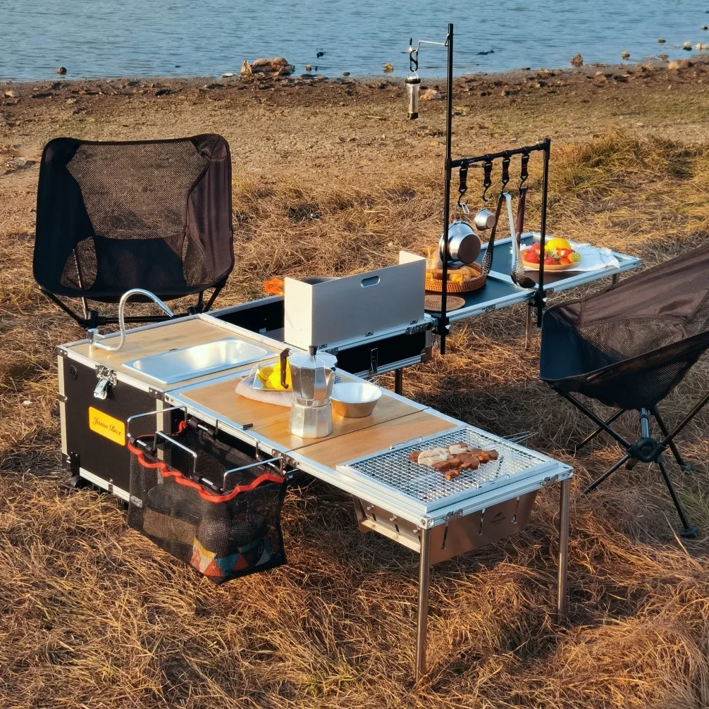 

Outdoor mobile kitchen full-function accompanying small kitchen box camping picnic stove folding table self-driving car magic bo