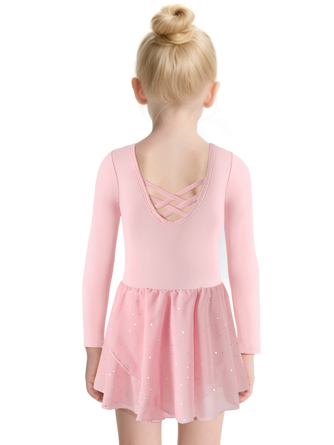 

Классические балетные трико с длинными рукавами для девочек, блестящее боди-пачка с юбкой, детская гимнастическая одежда, одежда для сценических танцев