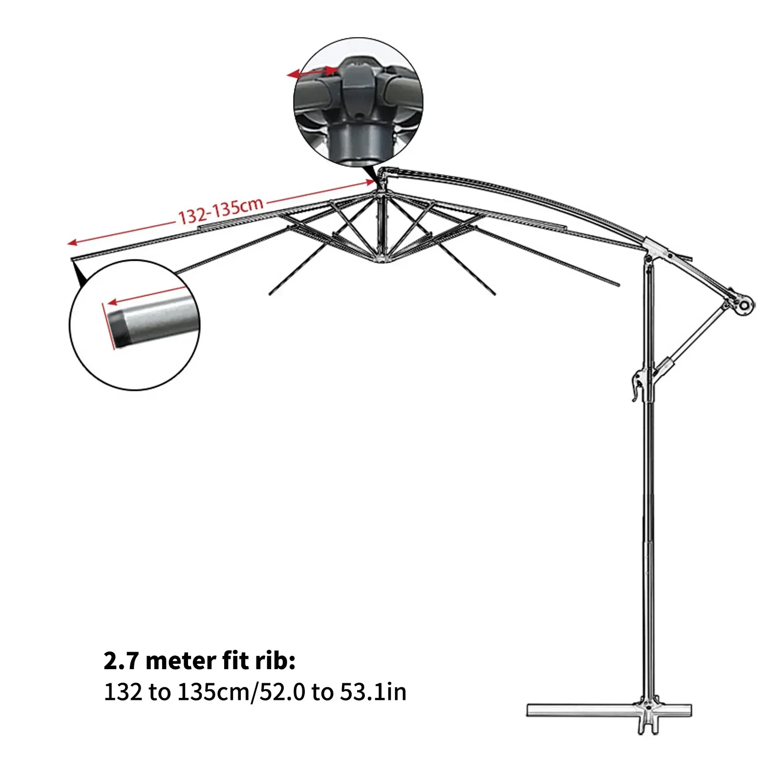 Double Layer Patio Umbrella Canopy, Premium Polyester Waterproof & UV-Resistant Fits 2.7m/3m 8-Rib Parasol Frames