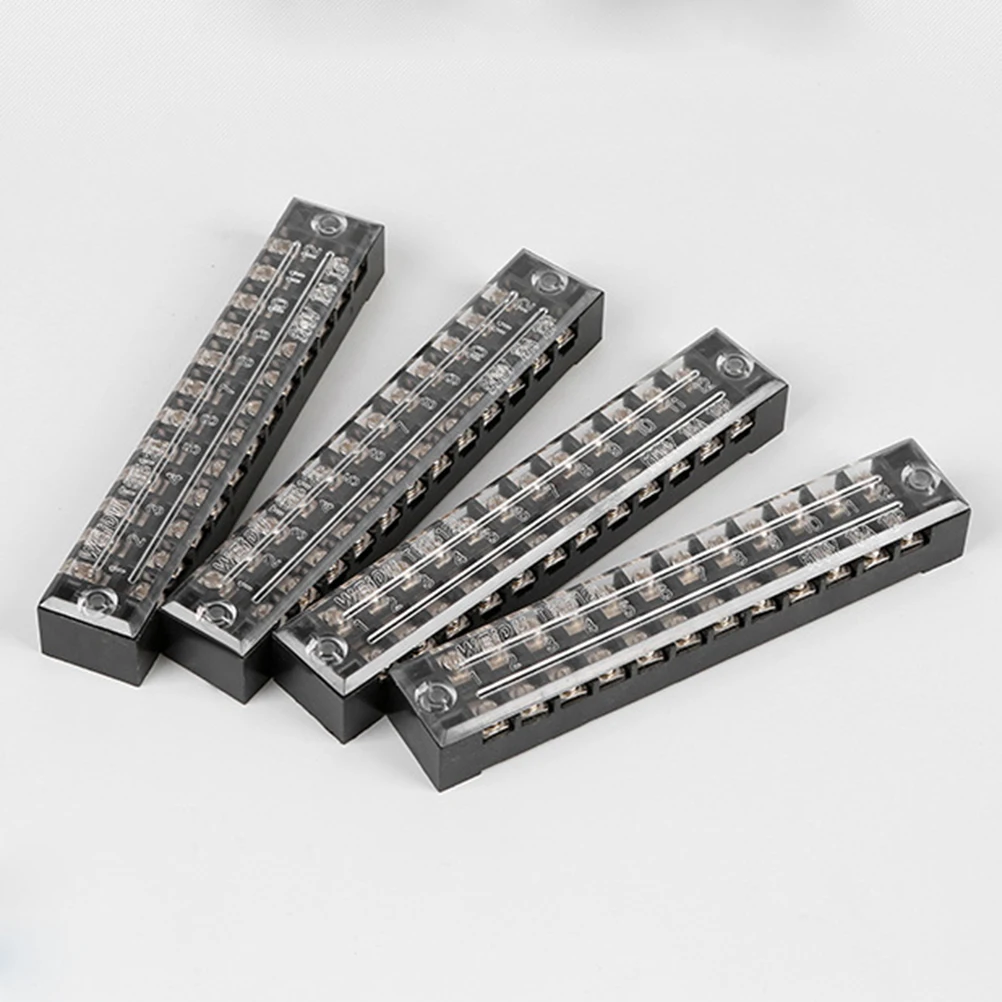 

5PCS 12-Position Terminal Strip Block 15A Wire Connector with Protective Cover