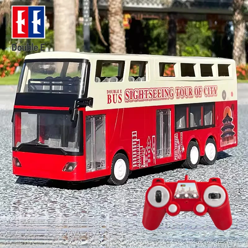 Double E E640 1:18 Rc Car Travel Bus Cars Model 2.4G Radio Remote Control Machine with Music Headlights Toys for Boys Children