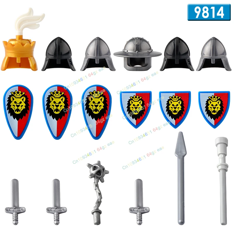 MOC Romeinse soldaten Middeleeuwse ridder Militaire bouwstenen Kasteelkrijgers Miniguren Wapens Accessoires Helm Schild Speelgoed
