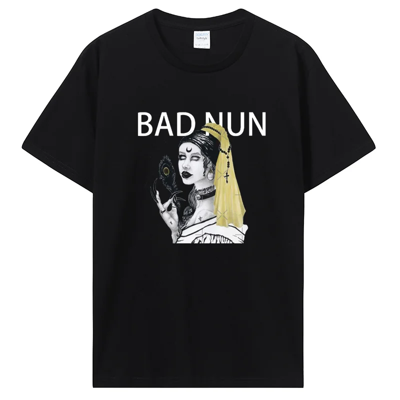 Vintage Devil Unholy Nun T Shirt Harajuku Casual New Cotton Tshirt Summer Men Printed Tees Casual Cool T-shirt Male Tops