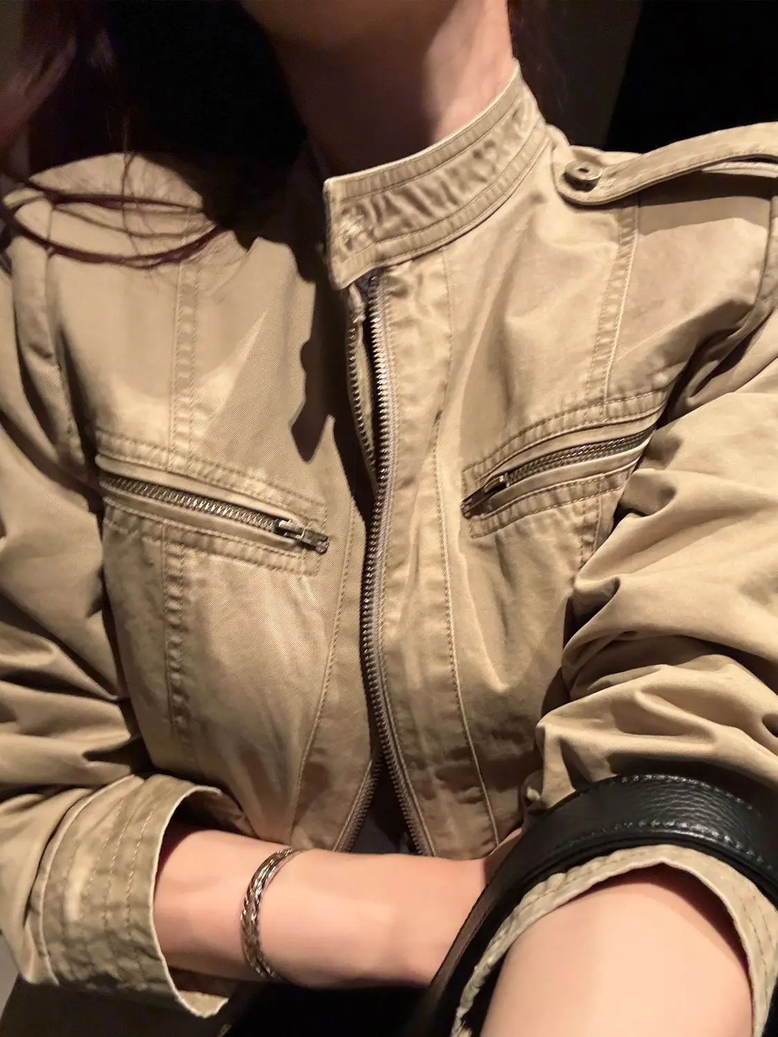 سترات سفاري كاهاكي يابانية عتيقة للنساء للخريف Y2k ملابس غير رسمية ملابس خروج أنيقة معاطف قصيرة موضة كورية 2000s #4