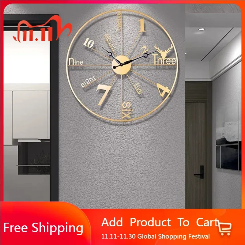 Modern Kitchen Wall Watch Silent Vintage Korean Living Room Minimalist Simple Nordic Clock Wall Restaurant Horloge Wall Decor