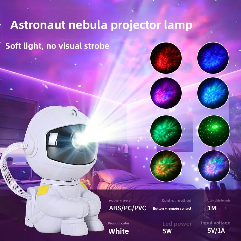 Sitting Astronaut Star Projection Lamp Full Sky Star Bedside Ornament Atmosphere Night Light Spaceman Laser Nebula Lamp