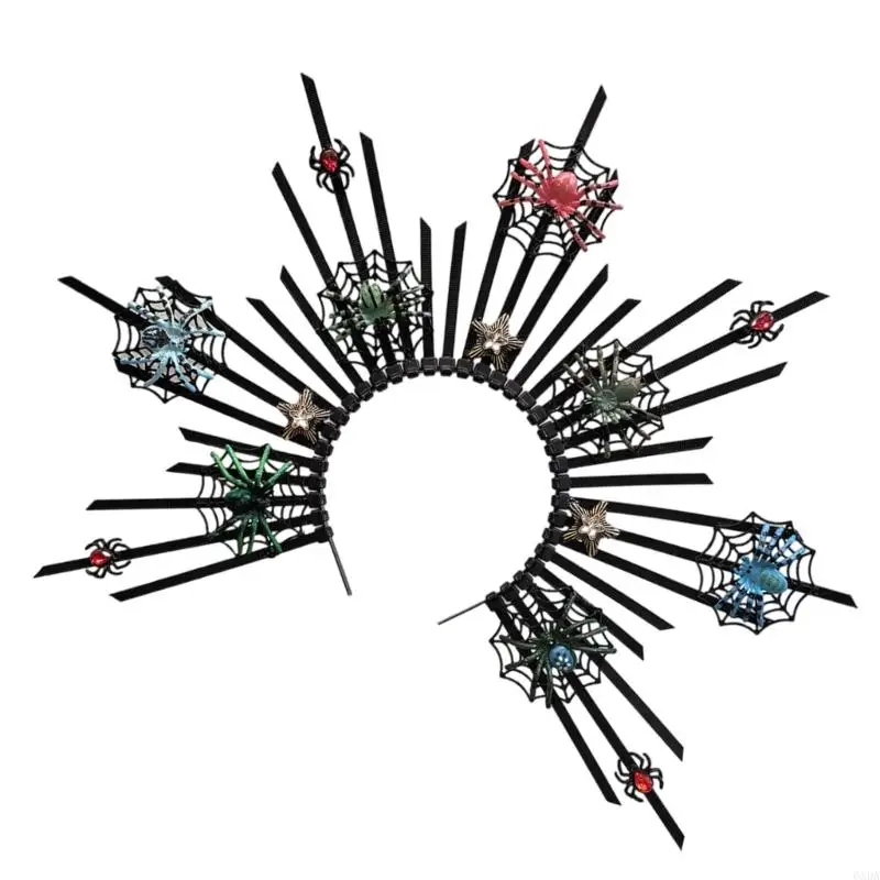 ユニークなスパイダー芸術的なヘアバンドゴシックスパイクメタリックアクセサリーのロールプレイ6xda