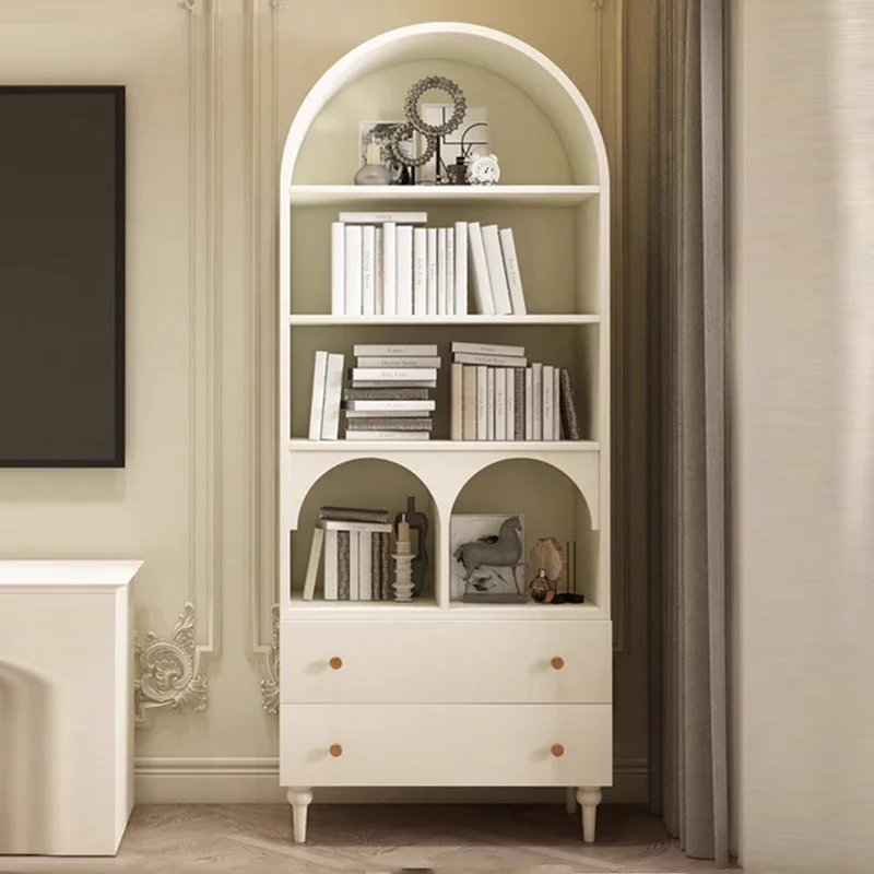 Living room retro solid wood children's bookcase white arched decorative cabinet Changhong glass wine cabinet locker