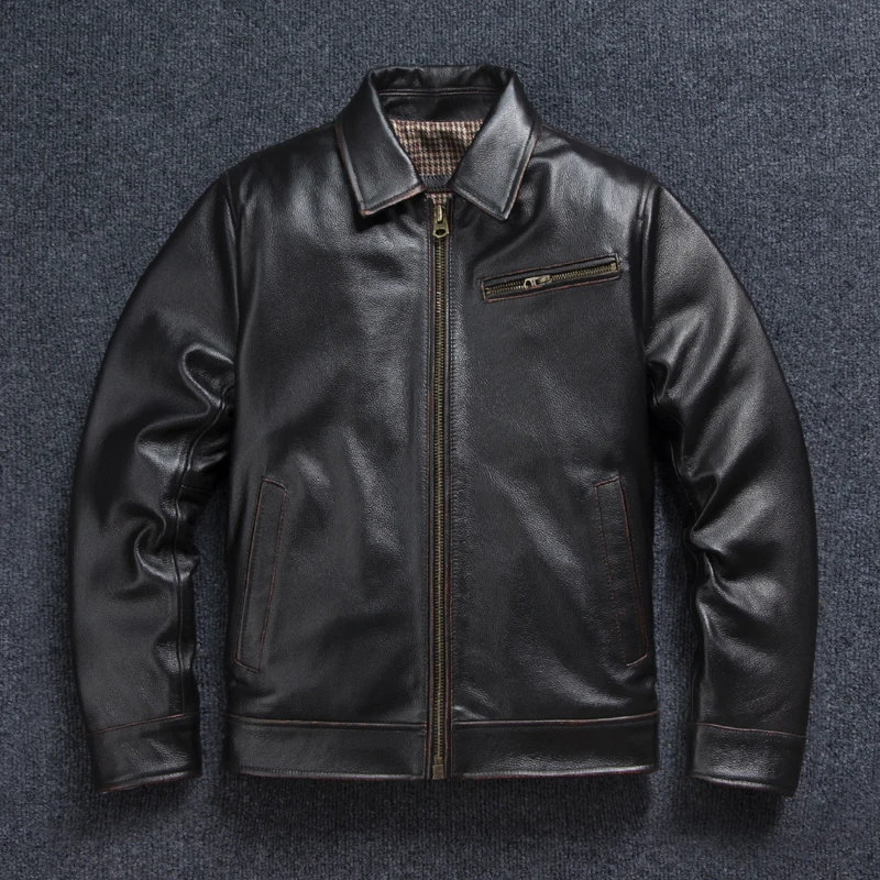 Veste en cuir d'outillage des années 1930 pour hommes, première couche de peau de vache, veste d'aff