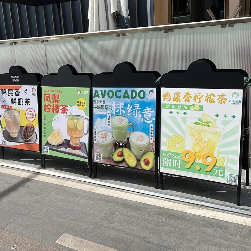 Custom Advertising Sign Display Stand Iron Portable Poster Stand Vertical Floor-standing Windproof KT Board Display Stand