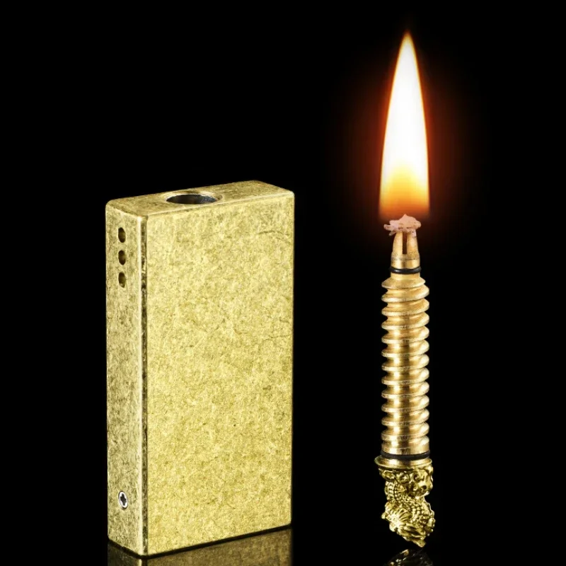 2024 New Fun Mechanical Pull Out Torch 10,000 Match Lighter Outdoor Portable Vintage Kerosene Lighter Men\'s Smoking Tools