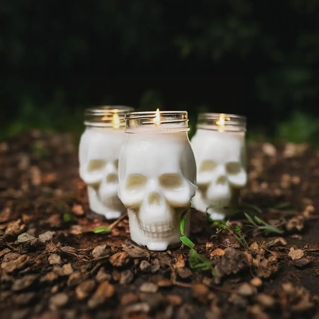 6er-Pack Halloween-Gläser aus transparentem Totenkopf-Kunststoff mit Deckel für die Kerzenherstellung, Kerzenherstellungsformen