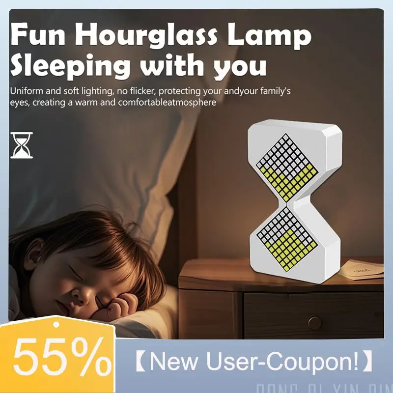 

A81M New- Dynamic Cube LED Digital Hourglass Night Light With Gravity Timer - Perfect For Sleep Enhancement