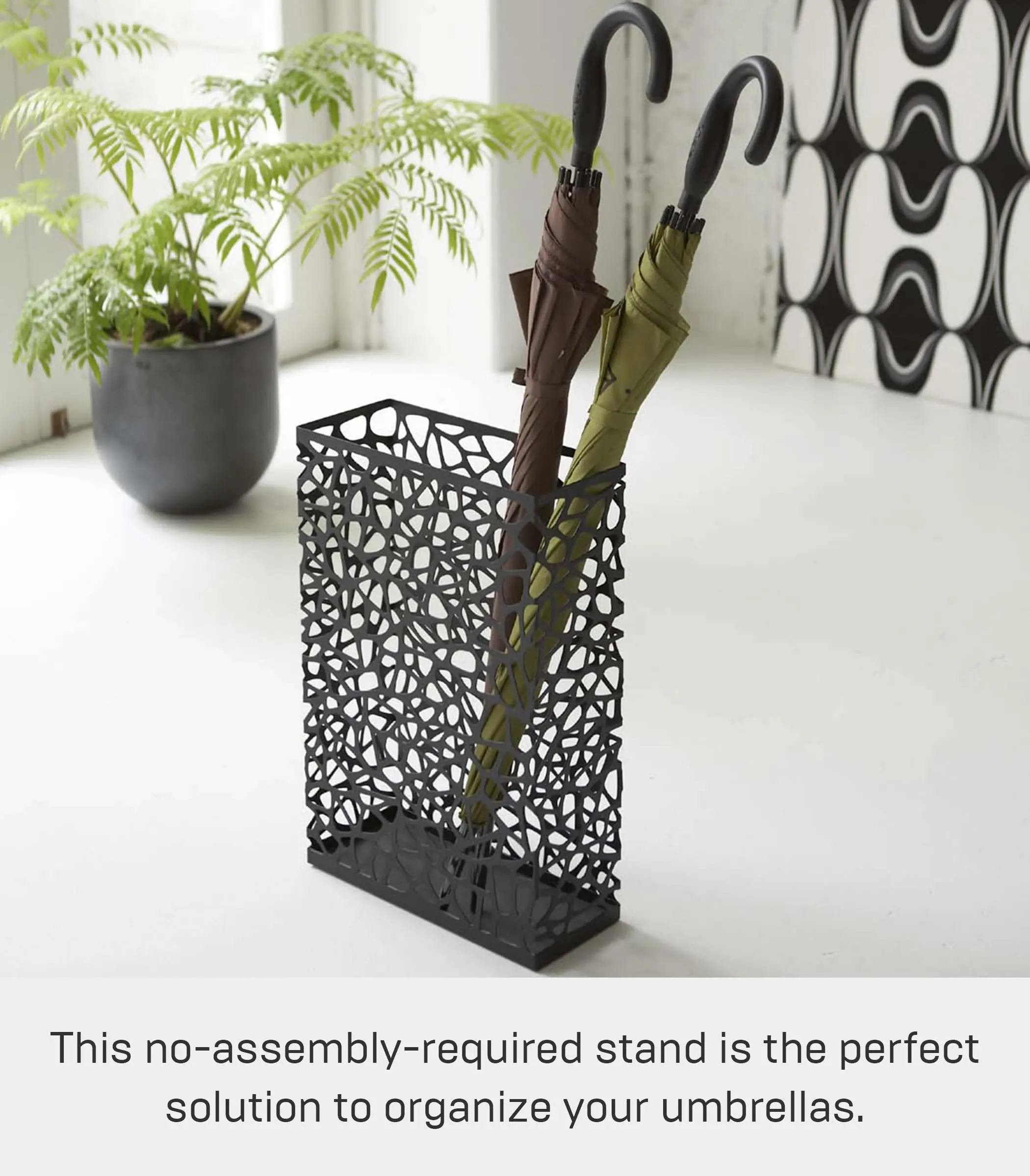 Home Umbrella Stand - Storage for Umbrellas and Walking Canes, Rectangle, Steel, No Assembly Req.