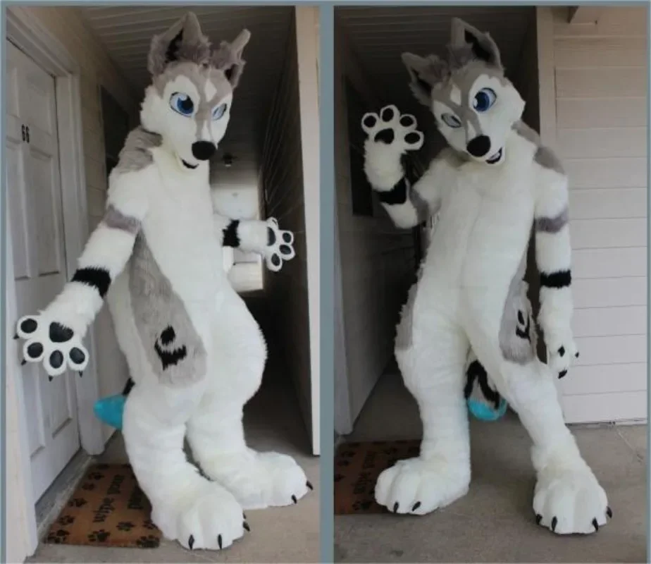 عيد الميلاد طويل الفراء أجش الثعلب الكلب زي التميمة Fursuit تأثيري لعبة حفلة الحيوان فستان بتصميم حالم الإعلان موكب هالوين