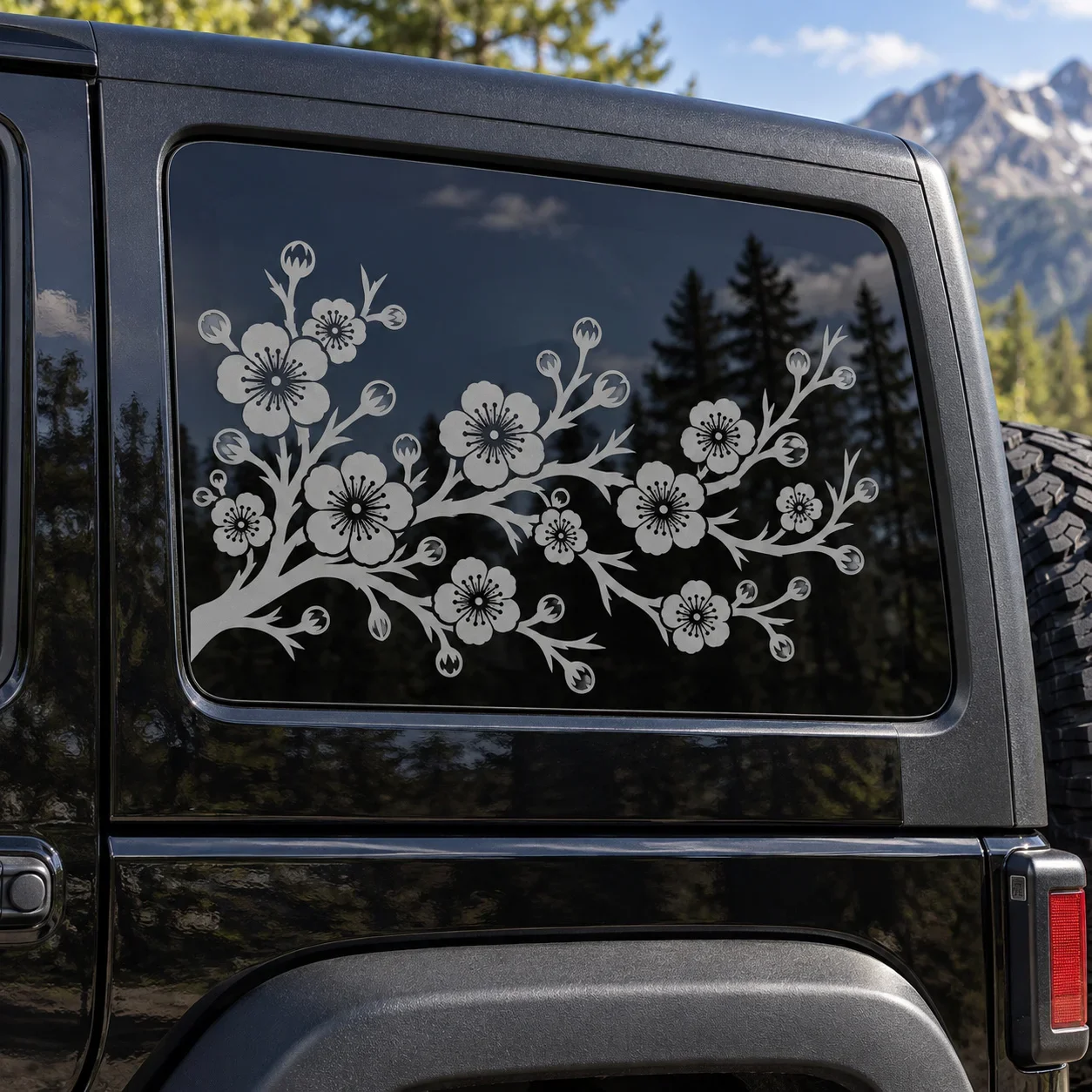 Cherry Blossom Branch Floral Car Sticker Elegant Plum Blossom Vinyl Decal for Auto Body Window Exterior Decor Accessories