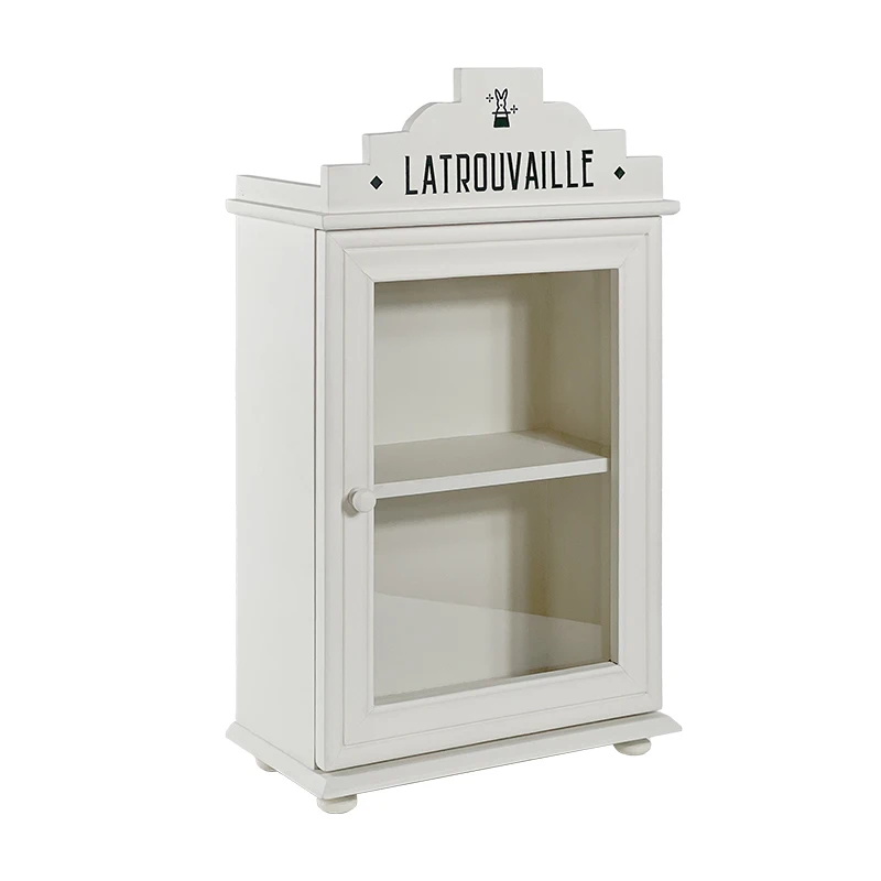 خزانة عرض زجاجية من الفانيليا الفرنسية للدمى والمقتنيات عرض تحف مقاوم للغبار مع أبواب كريم شخصيات كرتونية جمالية #6