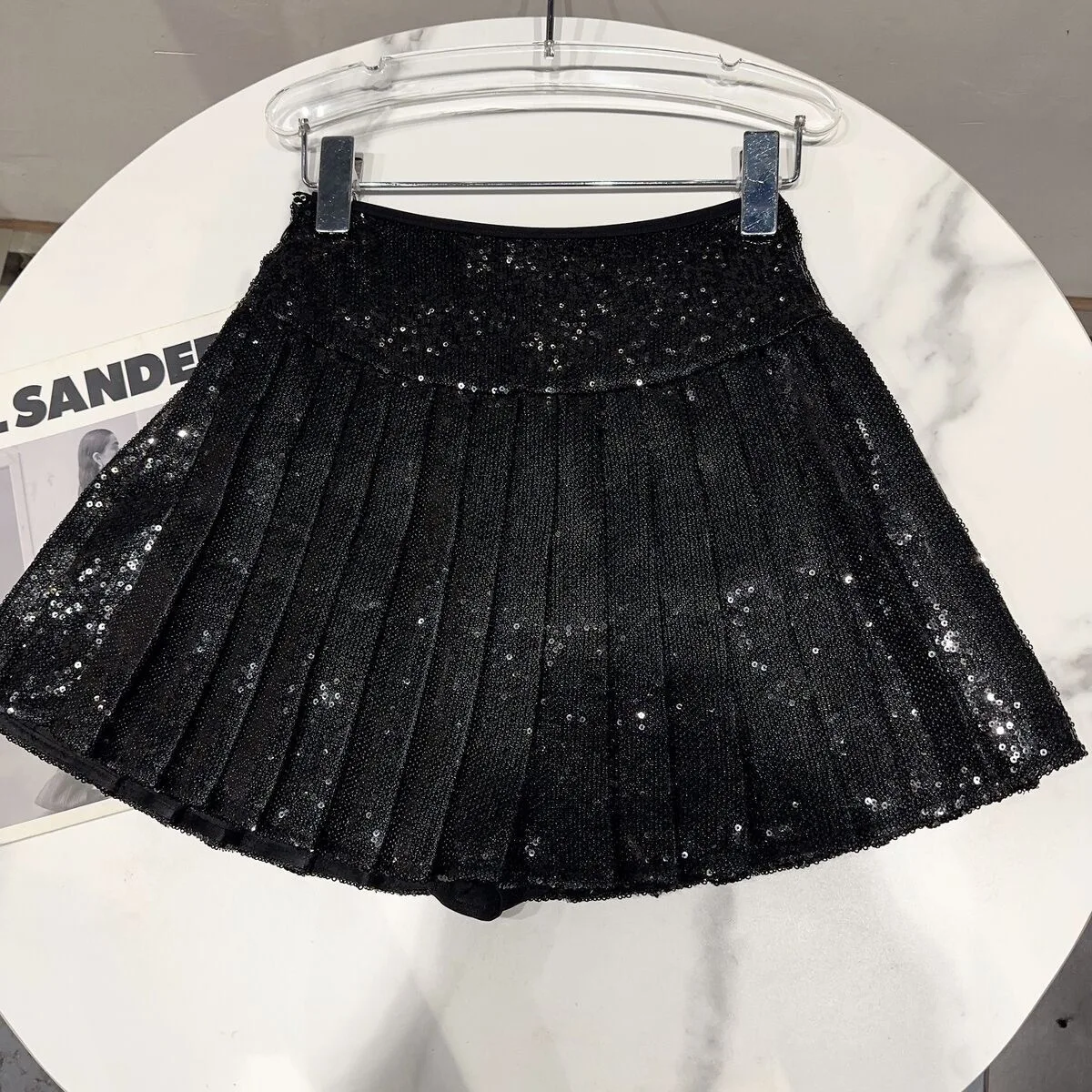 Pleated Skirt Girls Shiny Spring Autumn New Fashion Sequin Elasticity Pleats 2024 Childrens Clothing Fashion Korean