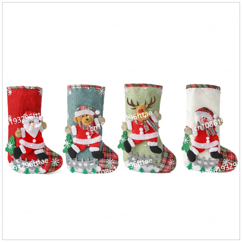 Large Christmas Stocking Fence Christmas Gift Bag Christmas Tree Pendant Candy Bag Ornament