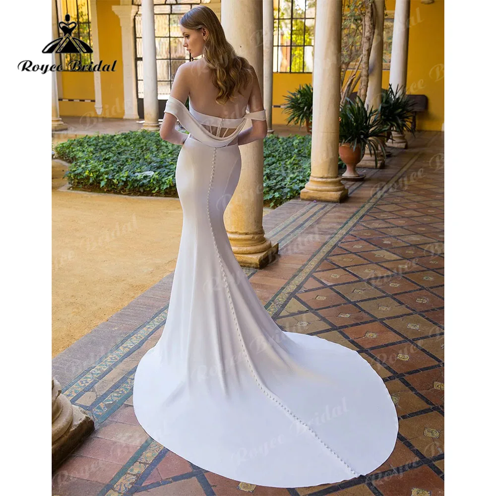 Roycebridal cetim sereia vestido de casamento ilusão querida fora do ombro 2023 trompete vestidos de noiva para as mulheres vestidos fiesta