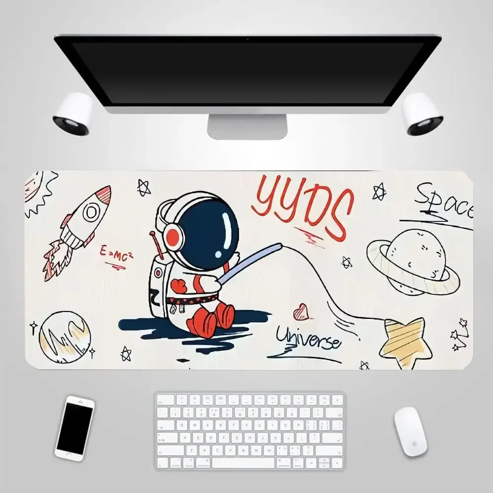 Cartoon Space Astronaut Mouse Pad Anime Keyboard Gamer Rubber Desk Mat 900x 400mm Large Game Table Cushion Office Accessories