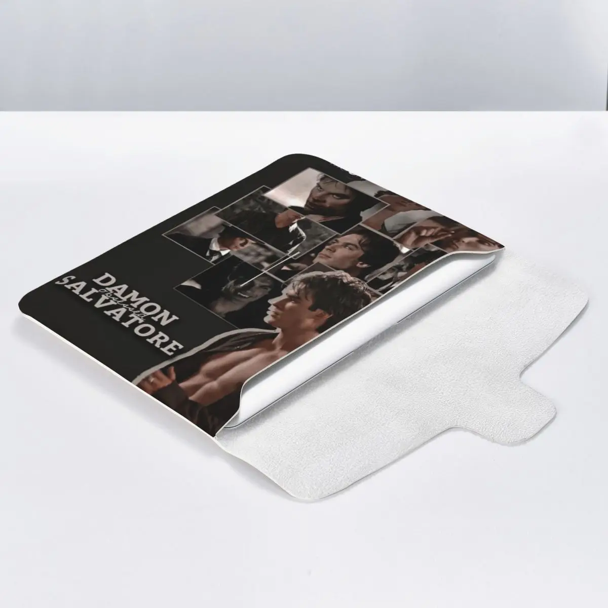 The Vampire Diaries Damon Salvatore PU Leather Horizontal Laptop Sleeve Shockproof Soft Lining Notebook Case 13 Inch