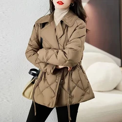 Suit Collar Light Down Cotton-padded Jacket Women's Winter 2024 New High-grade Slim Long-sleeved Short Parkas Outerwears Female