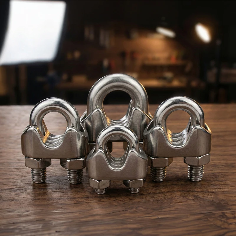 4Pcs Heavy Duty 304 Stainless Steel Cable Clamps M3-M8 Wire Rope Clips U Bolt Saddle Fastener for Steel Wire Hanging Shade Sail