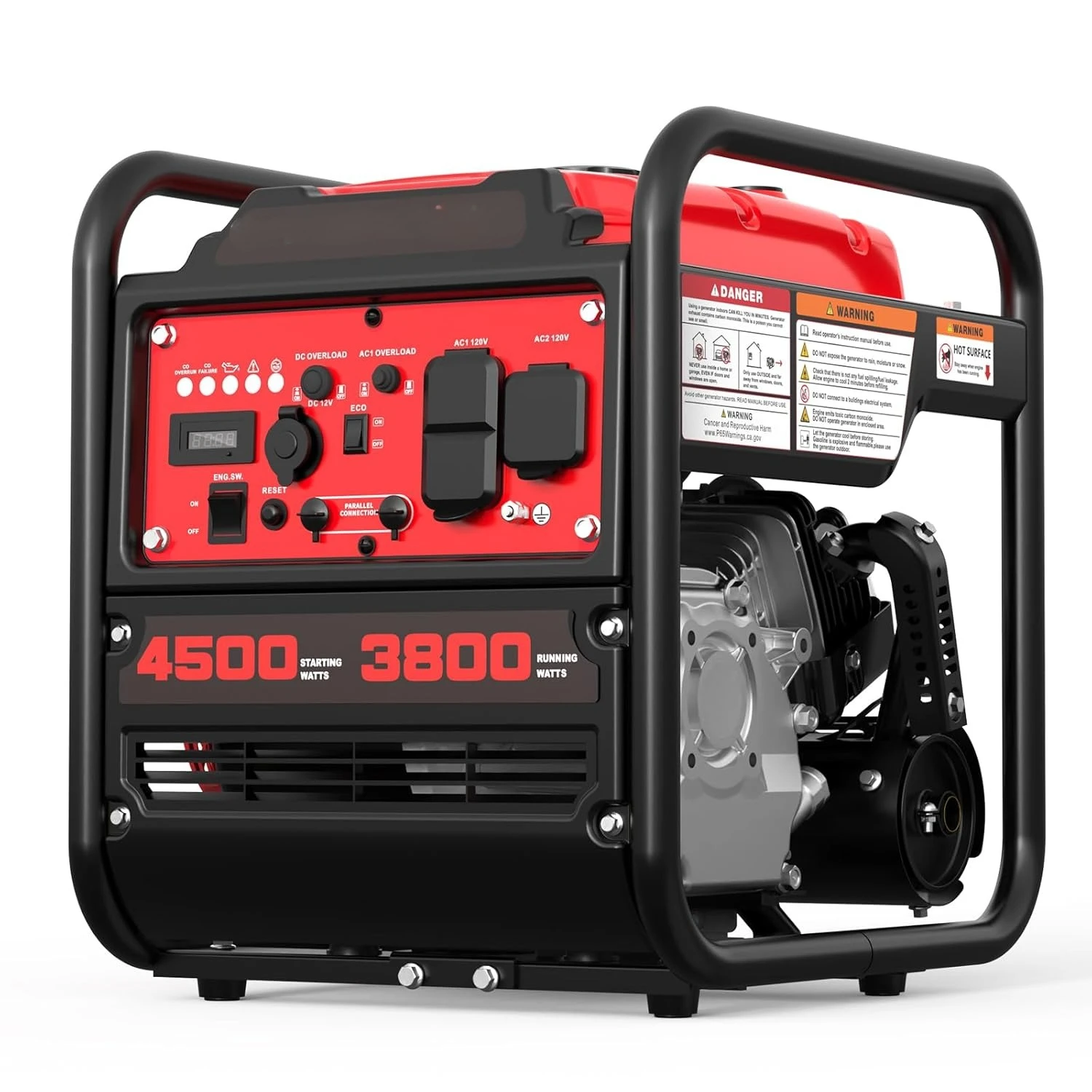 

4500W Portable Inverter Generator with CO Alarm, 223cc Gas Powered Engine, Quiet Run for RV Ready, Home Backup,, Customized