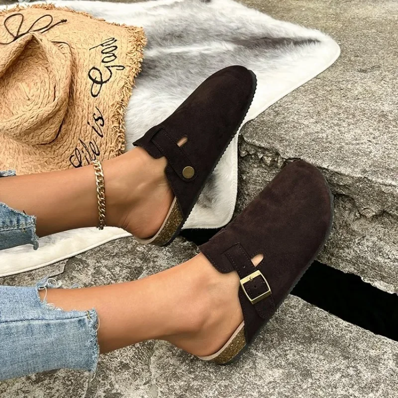 Cork Footbed Clogs for Women Men Fashion Leather Mules Comfort Potato Shoes with Arch Support Indoor Outdoor Flat Slides