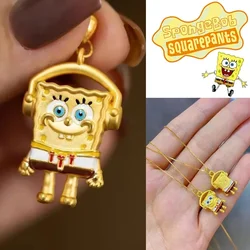 SpongeBob Necklace Golden Cartoon Pendant Creative Anime Boys Girls Funny Decoration Chain Jewelry Cute Children Charm Gifts