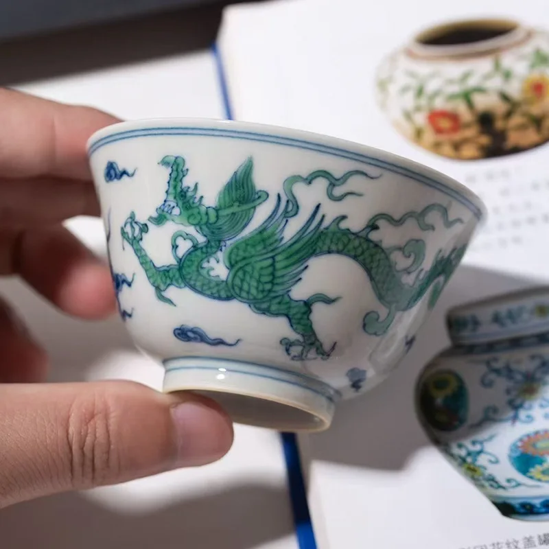 LMM hand-painted bucket color double dragon pattern master cup kung fu teacup single cup tea cup product