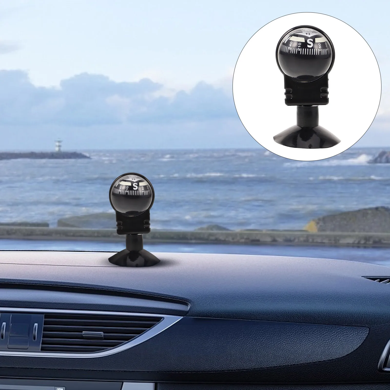 

Portable Compass Ball for Car with Suction Mount Rotating Design Accurate Directional Guidance for Outdoor Hiking Boating Travel