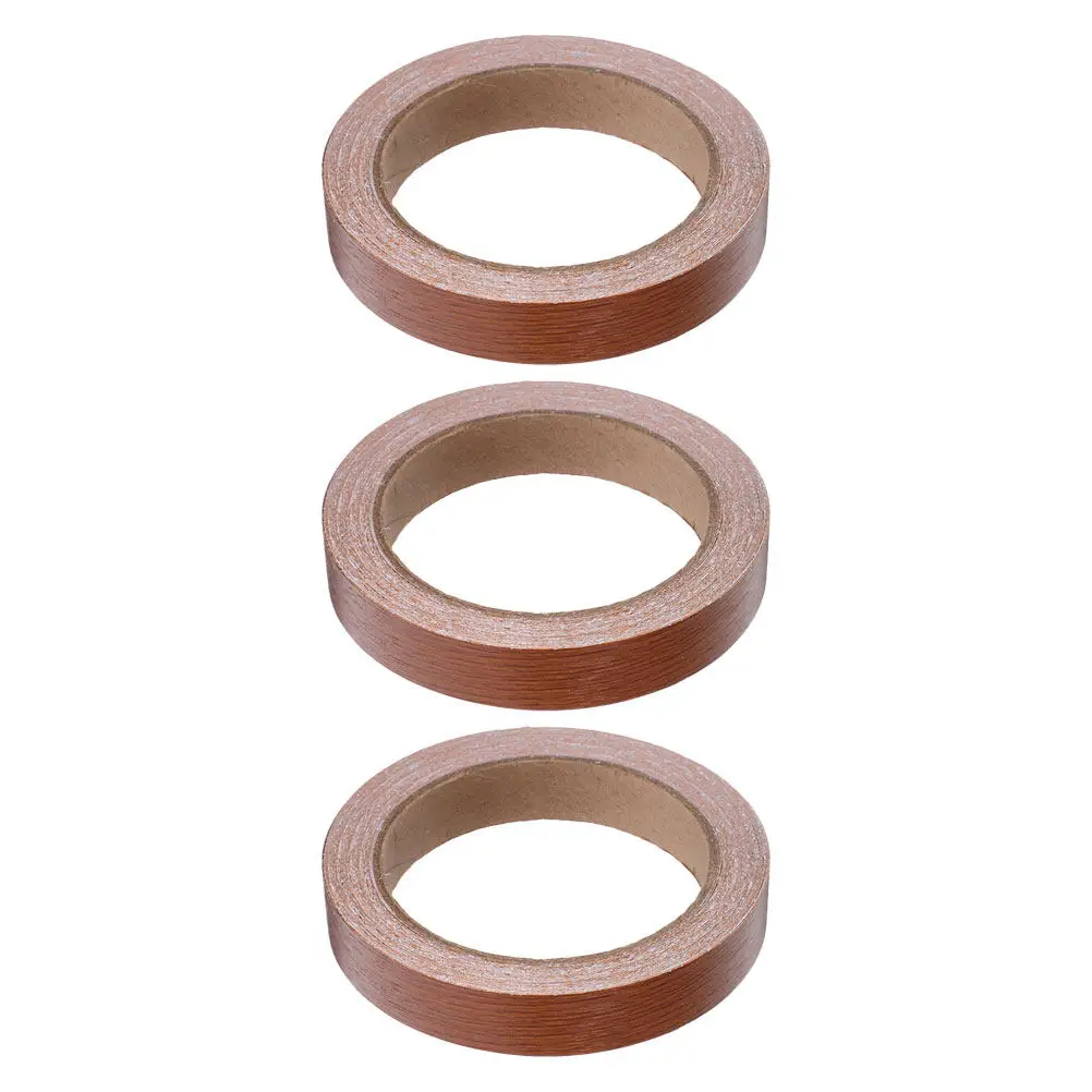3 Rolls Wood Grain Edge Banding Tape Easy Cut Strong Adhesive for Furniture Cabinet Repair DIY Use Waterproof Wear Resistant