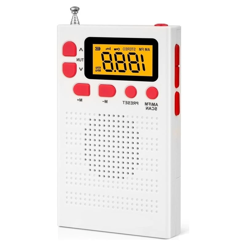 AT12 AM FM Weather Radio Player Portable Mini LCD Screen Digital Pocket Radio With Earphone Jack