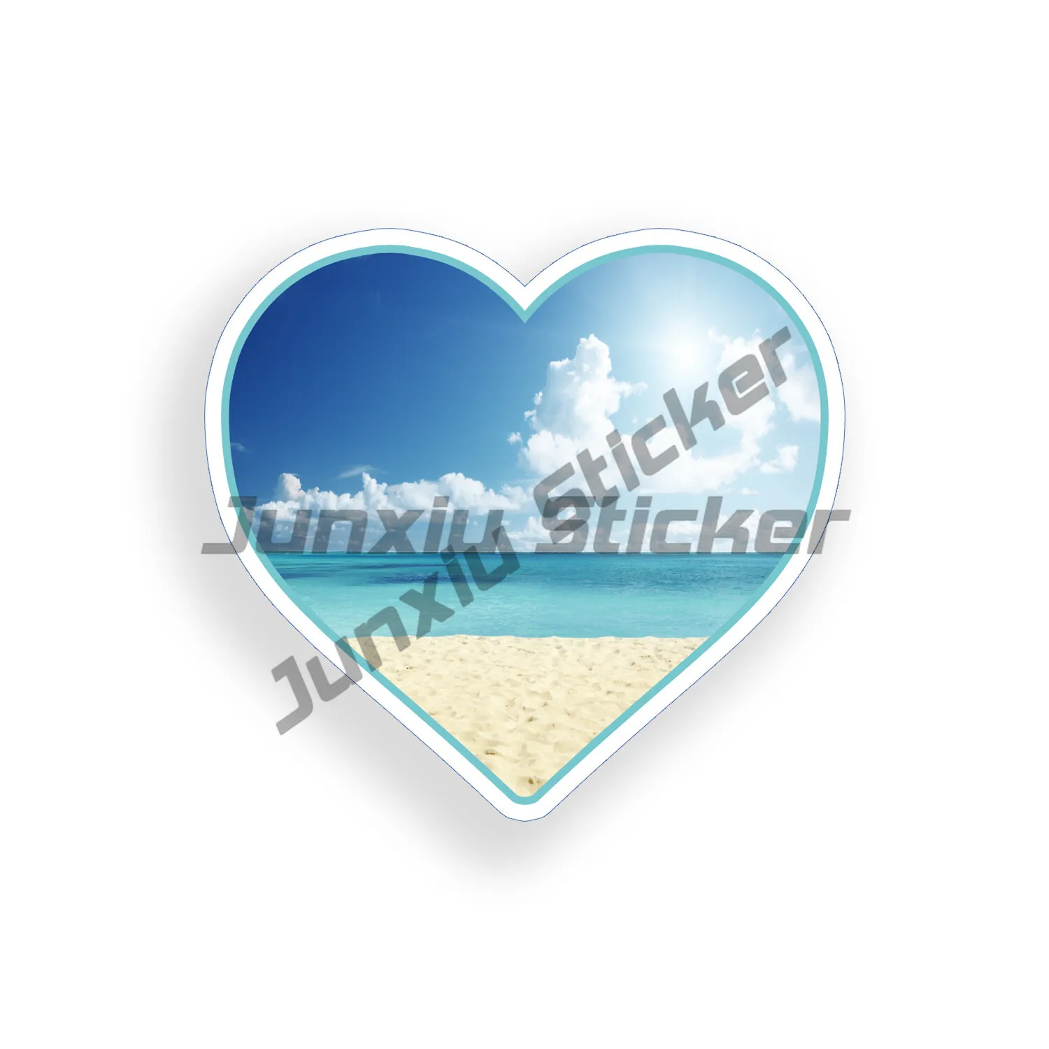

Beach Heart Stickers Ocean Coastal Sun Cup Refrigerator Car Window Bumper Stickers