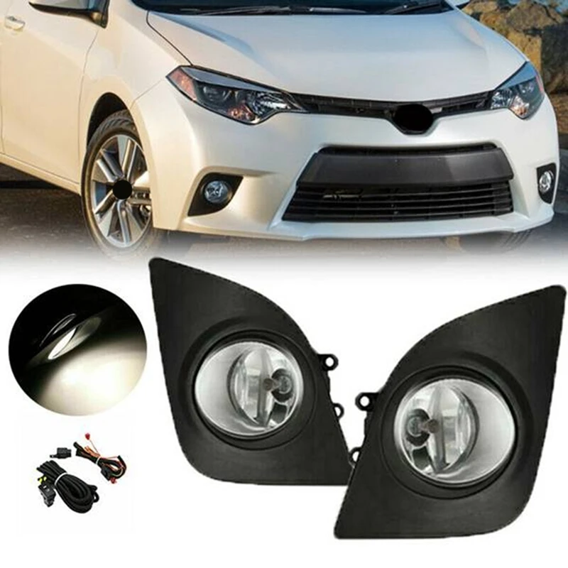 Car Front Fog Light Assembly Clear Lens Fog Lamp Frame With Harness Switch Button For Toyota Corolla 2014-2016