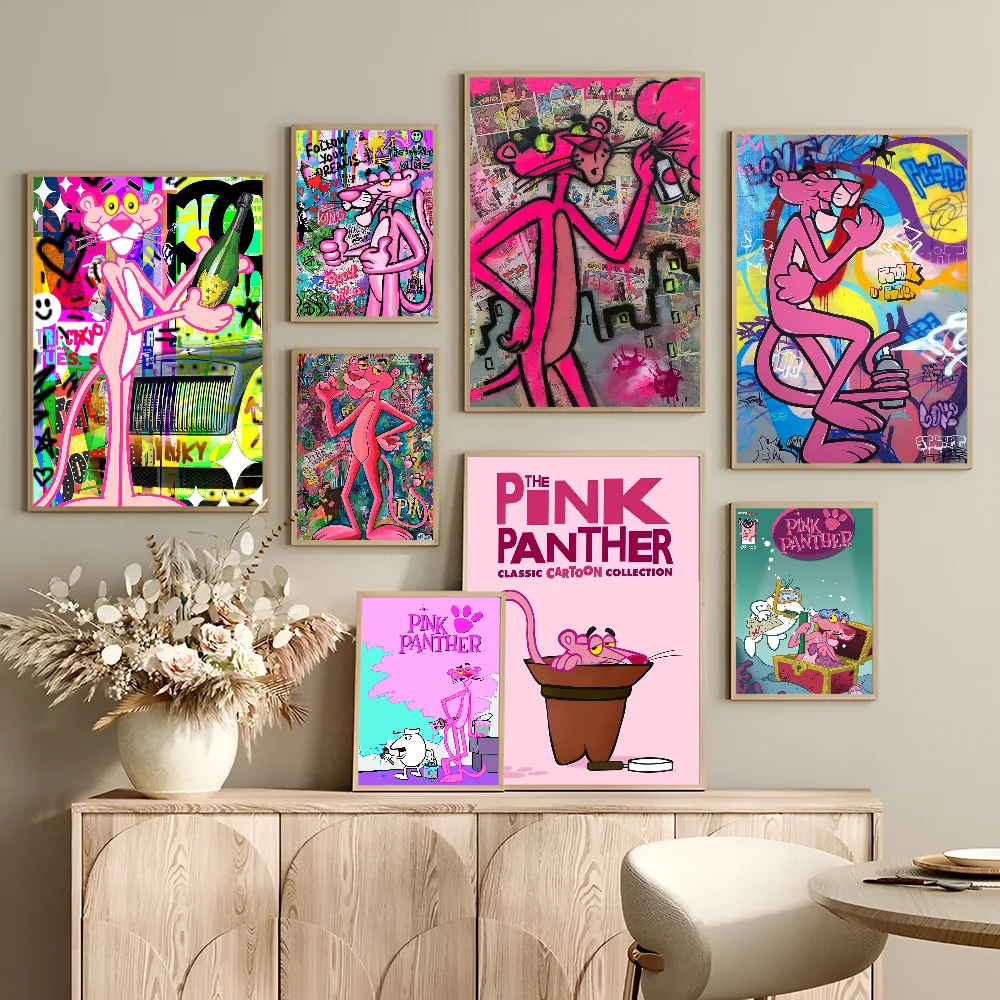 Graffitti Street Art Pink L-Leopard Self-adhesive Art Poster Waterproof Paper Sticker Coffee House Bar Posters Wall Stickers