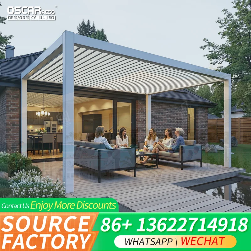 Easy Assembly Remote Control Pergola with Waterproof Aluminum Structure for Restaurant Patio Outdoor Space pergola