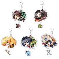 Demon Slayer doll toy Kimetsu No Yaiba Blade of Ghost Keychain Acrylic Pendant Car Key Chain Fans kids Xmas Gift Anime Jewelry