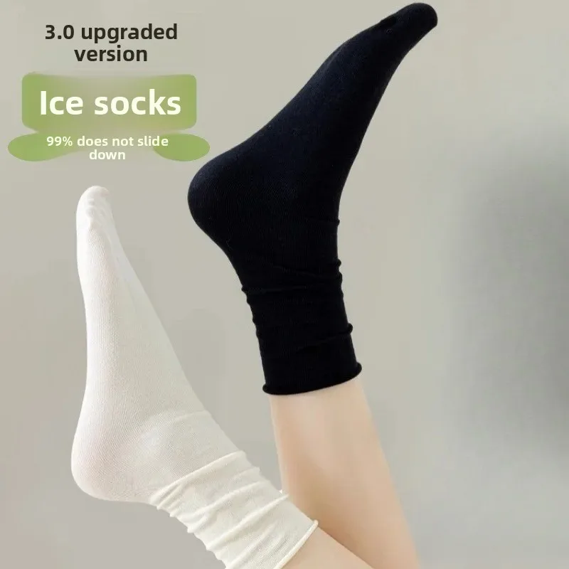 1/5/10 Paar Damen-Mittelrohr-dünne Socken aus Eisseide, Sommer, kühle schwarze und weiße Socken, Eisstapel-Damen-Freizeitsocken