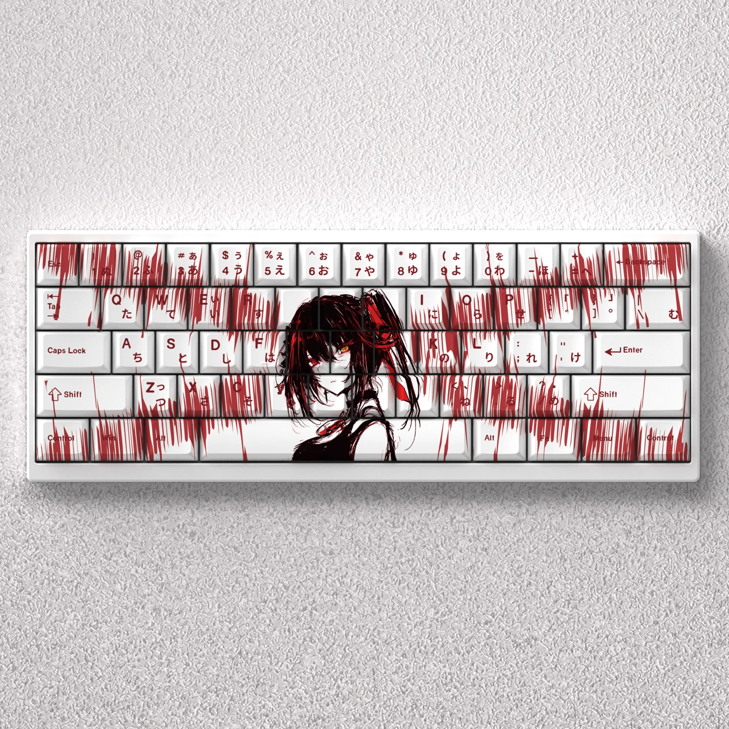 

73 Key Tokisaki Kurumi Keycaps PBT Keycaps Dye Sub Cherry Anime Key Japanese for 61 65 68 Mechanical Keyboard GK61 Anne Pro 2